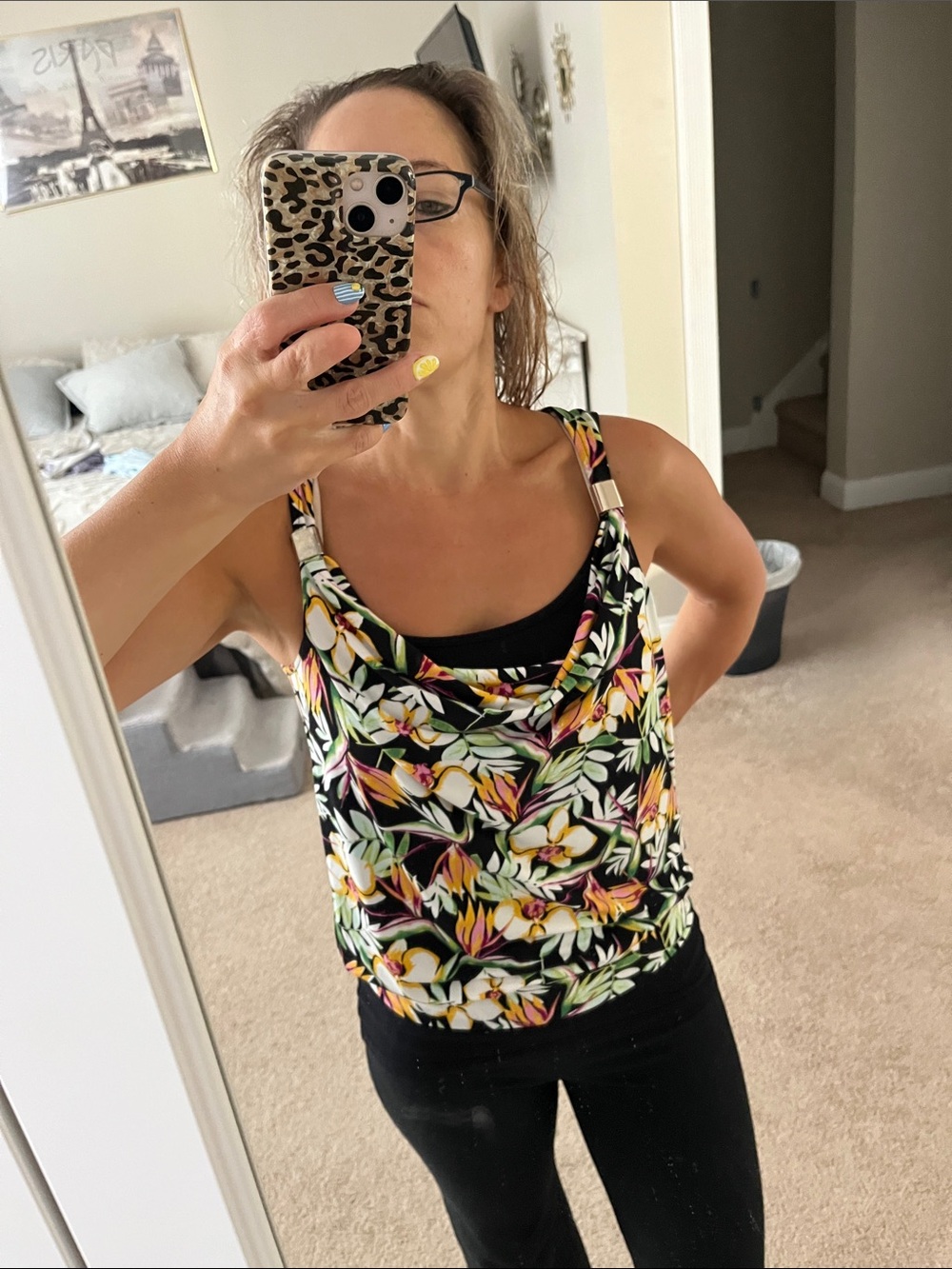 WHBM Tropical Cowl-Neck Camisole